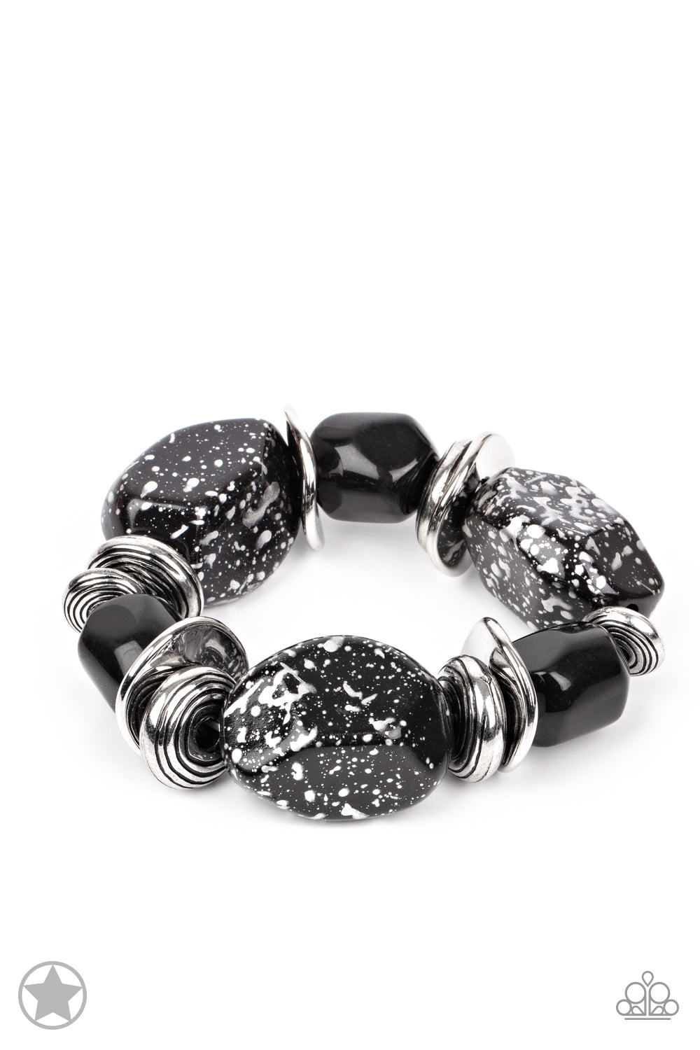 Paparazzi bracelet - a thick ring of beautiful stone like pieces, separate by a circular designed disc.