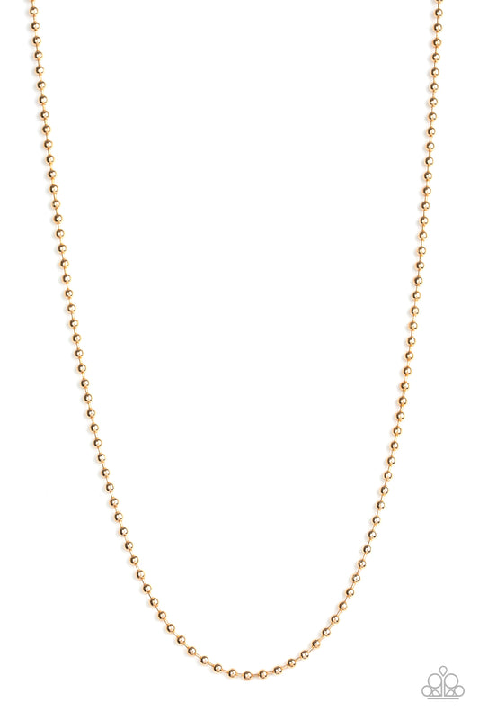 New Paparazzi Necklace - Unisex - A dainty strand of gold ball chain drapes across the chest for a causal look.