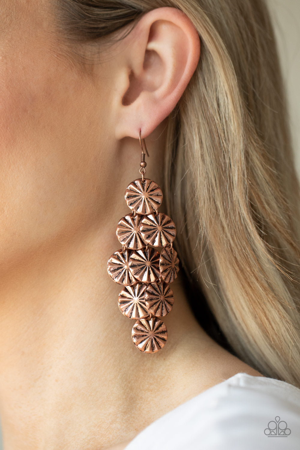 Paparazzi Earrings - Star Spangled Shine - Copper