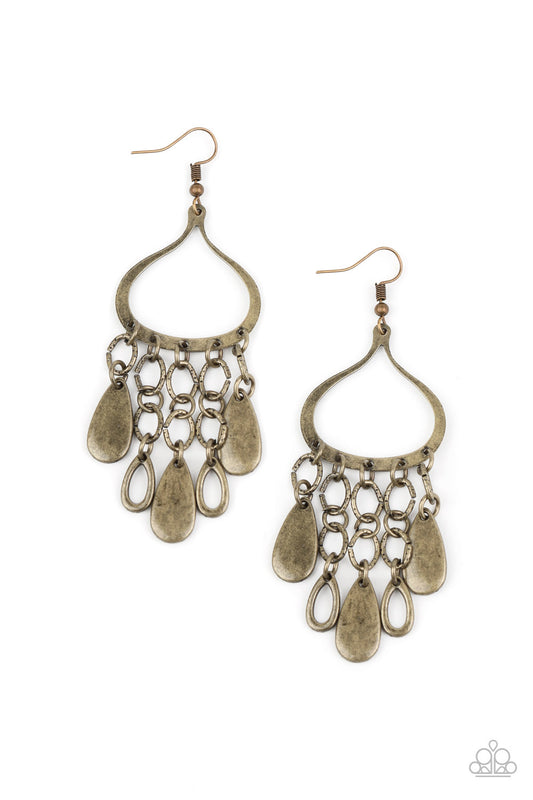 Paparazzi Earrings - Lure Away - Brass