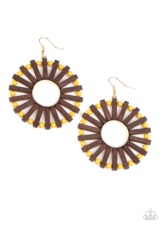 Solar Flare - Yellow Wooden Earrings