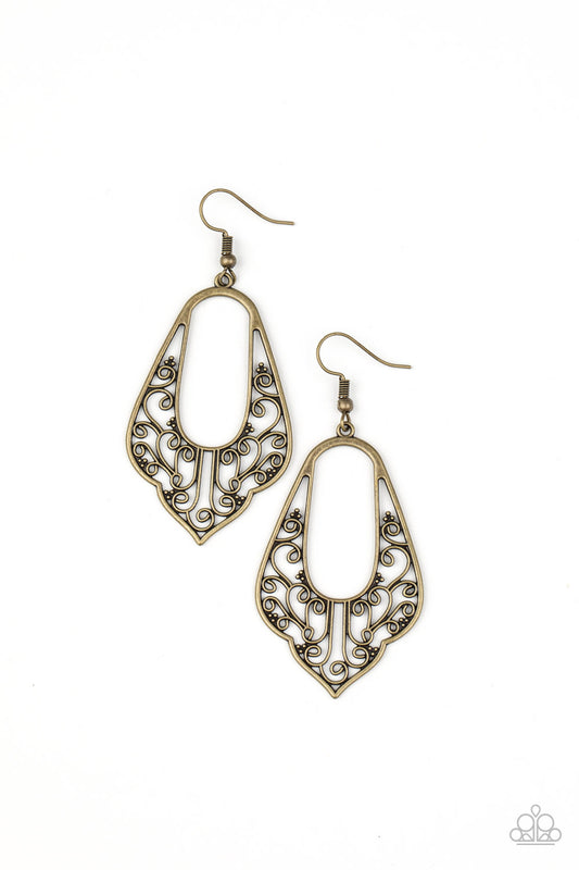 Grapevine Glamour  Earrings - Brass - Paparazzi