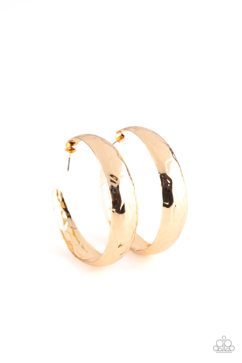 Paparazzi Accessories -Hammered in blinding shimmer, a thick gold hoop curls into a gritty-glamorous display for an exaggerated attitude.