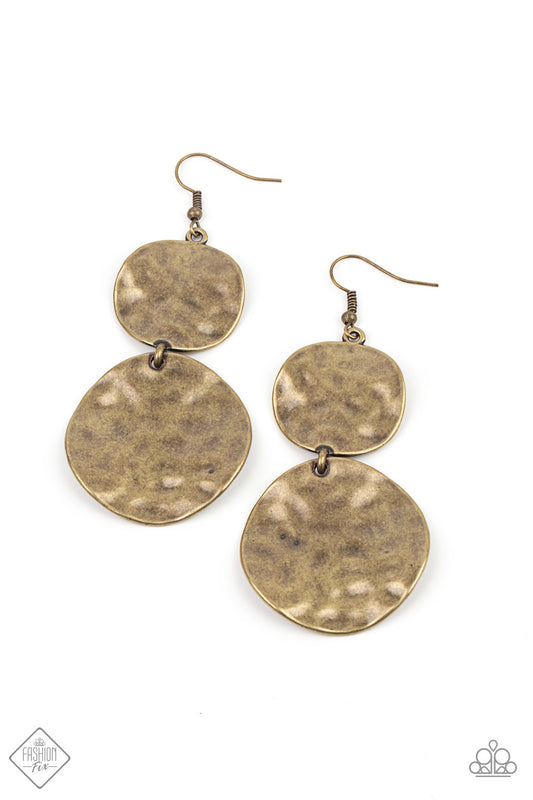 HARDWARE-Headed Earrings -Paparazzi Brass