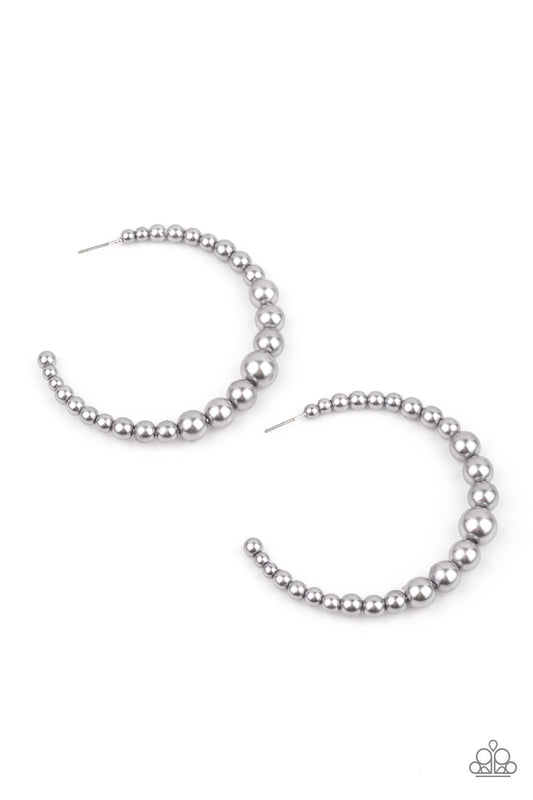 Glamour Graduate - Silver Pearl Earrings