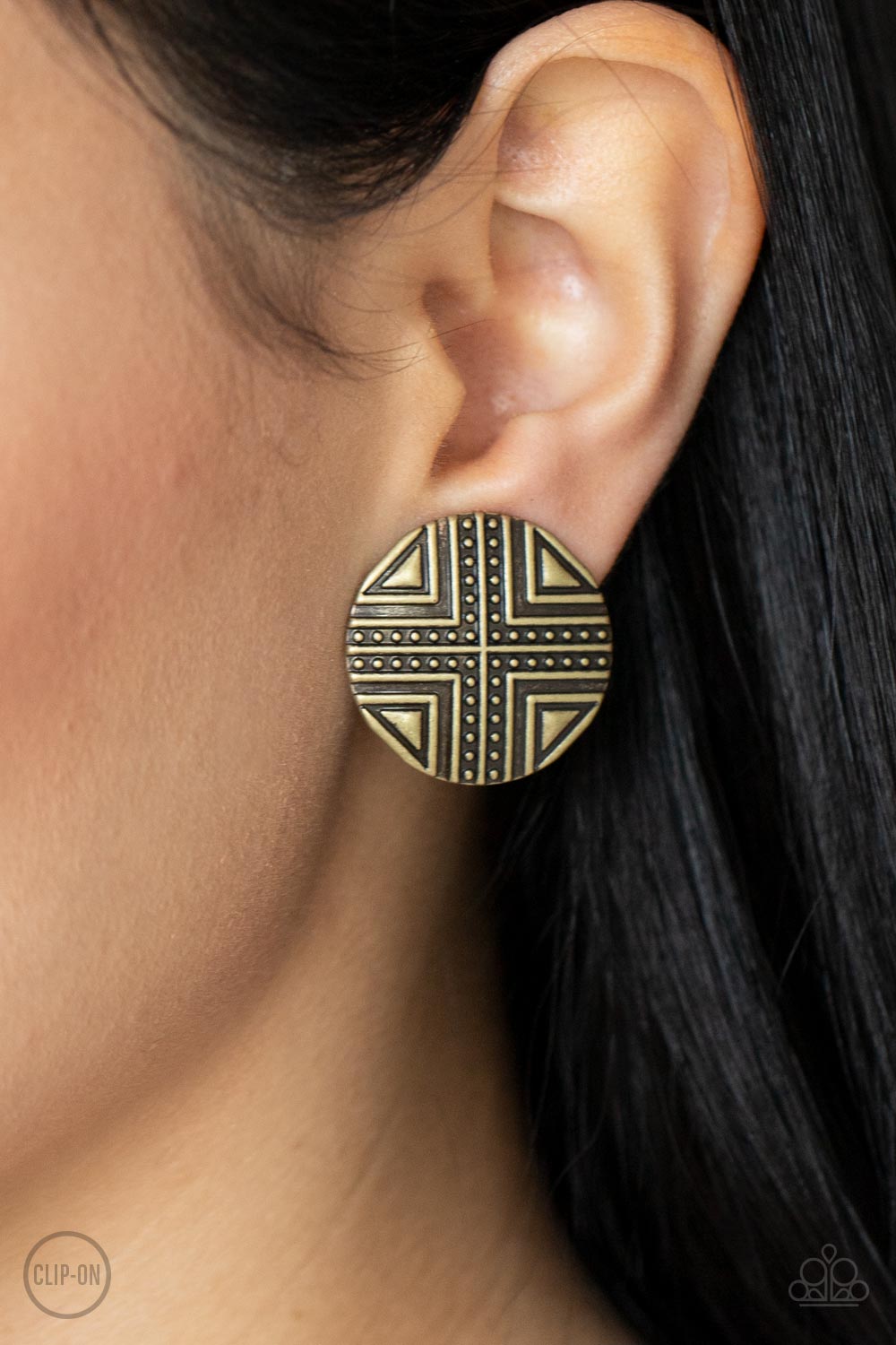 Shielded Shimmer - Brass Earrings