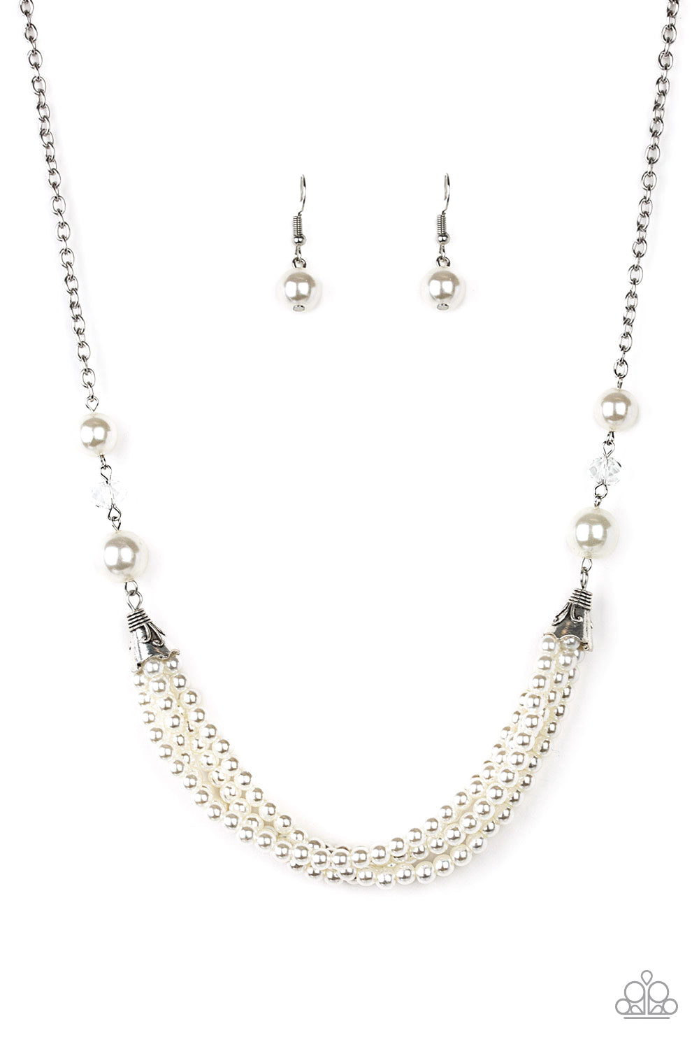 Oversized white pearls and crystal-like beads chocker style.